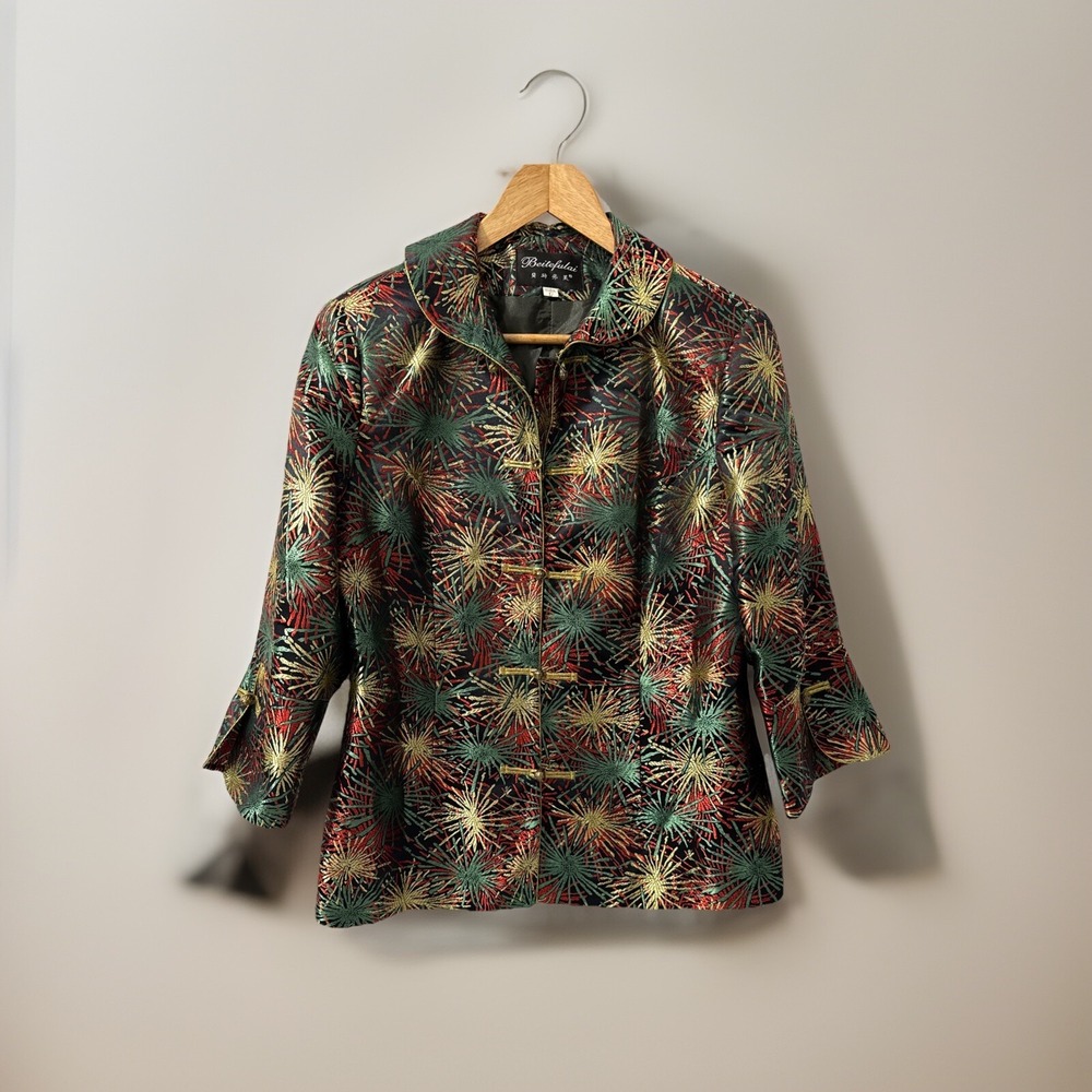Beitefulai Japanese‎ Inspired Women's Jacket Textured Lined Multi Color Size L